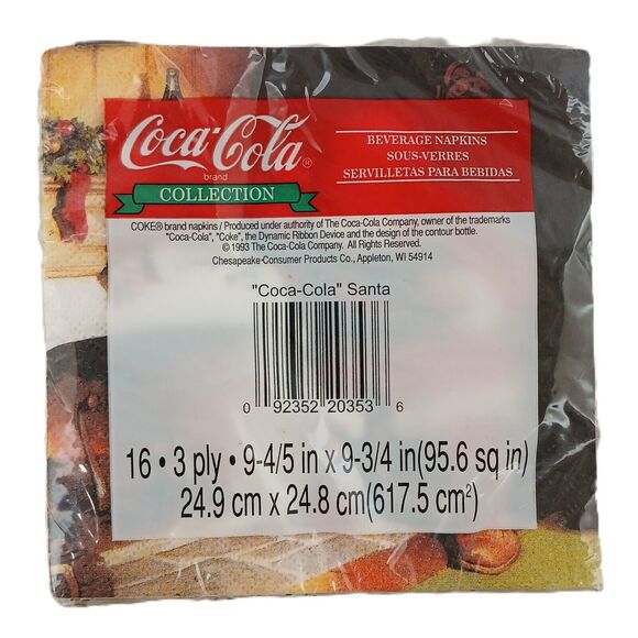 Vintage 1993 Coca Cola Santa Napkins & Plastic Coated Paper Plates NOS Xmas - Picture 8 of 8